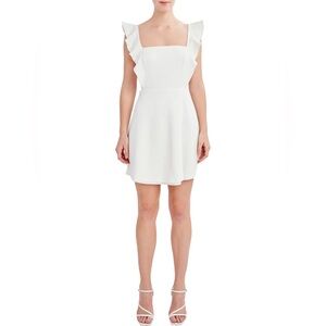 NEW! BCBG Paris White Ruffle Mini Dress | Wedding Guest | Party Dress